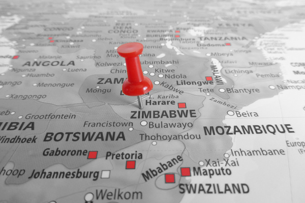 Red marker over Zimbawe